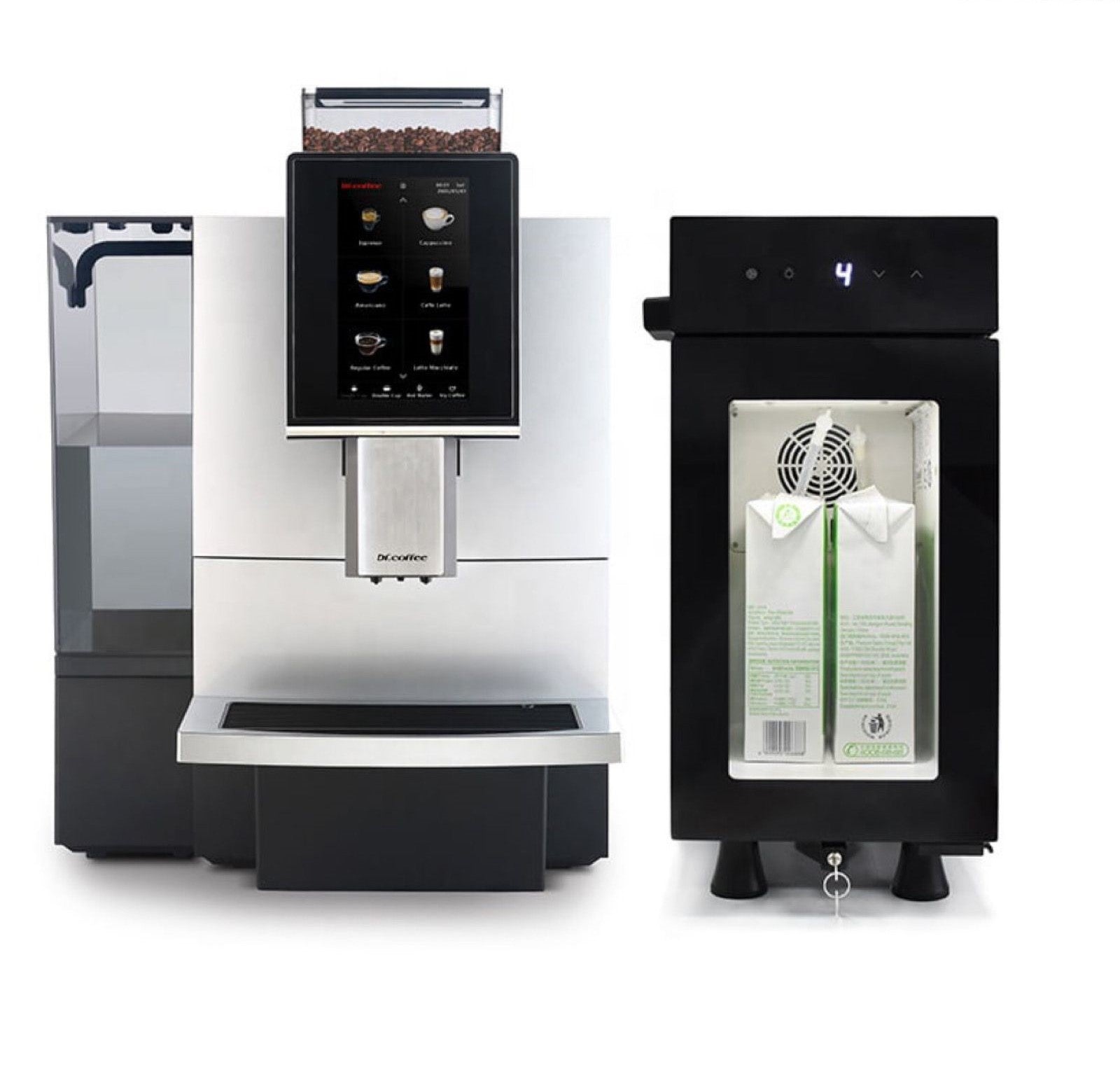 Fully automatic coffee machine with milk fridge
